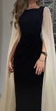Niulatu Sheath Long Sleeves Black Chiffon Long Party Dress Prom Dresses Evening Dress HZ1110