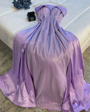 Niulatu Sheath Strapless Long Lilac Satin Party Dress Prom Dresses Evening Dress HZ1110