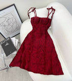 Niulatu A line Spaghetti Straps Red Homecoming Dress Party Dress HZ1110