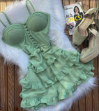 Niulatu Birthday A Line Spaghetti Straps Mint Green Chiffon Ruffles Homecoming Dresses Short Mini Birthday Dress HZ1110