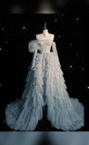 Niulatu Ball Gown Off The Shoulder Tulle Long Ruffles Layers Evening Dress Prom Dresses HZ1110