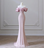 Niulatu Mermaid Off The Shoulder Sequin Long Evening Dress Pink Prom Dresses With Ruffles HZ1110