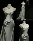 Niulatu Mermaid Strapless White Satin Long Wedding Dresses With Ruffles HZ1110