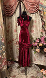 Niulatu Mermaid Straps Burgundy Velvet Long Length Prom Dresses Birthday Outfits HZ1110