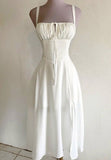 Niulatu A line Spaghetti Straps White Chiffon Homecoming Dress 19th Birthday Outfits HZ1110