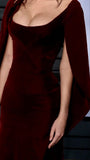 Niulatu Sheath Boat Neckline Burgundy Velvet Long Length Prom Dresses Birthday Outfits HZ1110