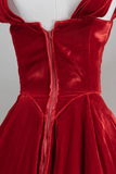 Niulatu Ball Gown Sweetheart Red Velvet Prom Dresses Birthday Outfits HZ1110
