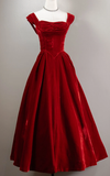 Niulatu Ball Gown Sweetheart Red Velvet Prom Dresses Birthday Outfits HZ1110