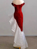 Niulatu Sheath Off The Shoulder Sequin Red Evening Dress Prom Dresses Birthday Outfits HZ1110