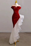 Niulatu Sheath Off The Shoulder Sequin Red Evening Dress Prom Dresses Birthday Outfits HZ1110