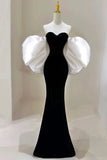 Niulatu Sheath Off The Shoulder Black Velvet Evening Dress Prom Dresses Birthday Outfits HZ1110