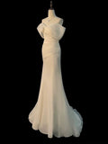 Niulatu Mermaid Off The Shoulder Short Sleeves Ivory Chiffon Wedding Dresses With Ruffles HZ1110