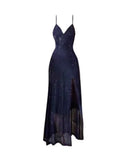 Niulatu Sheath Spaghetti Straps Navy Blue Sequin Evening Dress Prom Dresses Birthday Outfits HZ1110