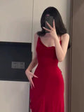 Niulatu Sheath Spaghetti Straps Red Long Evening Dress Prom Dresses Birthday Outfits HZ1110