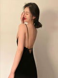 Niulatu Sheath Spaghetti Straps Black Evening Dress Prom Dresses Birthday Outfits HZ1110