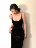 Niulatu Sheath Spaghetti Straps Black Evening Dress Prom Dresses Birthday Outfits HZ1110