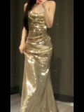 Niulatu Sheath Strapless Gold Sequin Evening Dress Prom Dresses Birthday Outfits HZ1110
