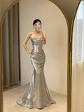Niulatu Mermaid Sequin Long Evening Dress Prom Dresses Birthday Outfits HZ1110