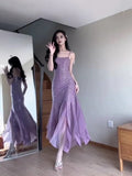 Niulatu Mermaid Spaghetti Straps Chiffon Evening Dress Prom Dresses With Beads HZ1110