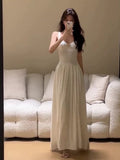 Niulatu A Line Straps White Backless Evening Dress Prom Dresses HZ1110