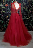 Niulatu Red Long Evening Dress Prom Dresses Birthday Outfits HZ1110