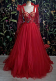Niulatu Red Long Evening Dress Prom Dresses Birthday Outfits HZ1110