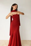 Niulatu Mermaid Strapless Burgundy Long Prom Dress Evening Dresses HZ1110