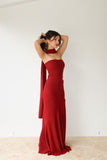 Niulatu Mermaid Strapless Burgundy Long Prom Dress Evening Dresses HZ1110