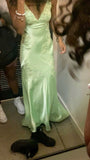 Niulatu Mermaid Straps Mint Green Silk Satin Long Prom Dress Evening Dresses HZ1110