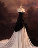 Niulatu Ball Gown Spaghetti Straps Black Long Prom Dresses 1950s Retro Evening Dress HZ1110