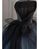 Niulatu Ball Gown Strapless Blue Long Prom Dresses 1950s Retro Evening Dress HZ1110