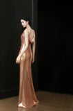 Niulatu Sheath Straps Sequin Gold Prom Dresses Party Evening Dress With Ruffles HZ1110