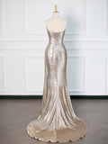 Niulatu Mermaid Sweetheart Sequin Long Prom Dresses Party Evening Dress HZ1110