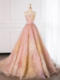 Niulatu Ball Gown Sweetheart Floral Tulle Long Prom Dresses Party Gown Evening Dress HZ1110