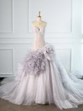 Niulatu Mermaid Strapless Lilac Tulle Long Prom Dresses Party Gown Evening Dress HZ1110