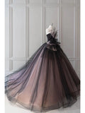 Niulatu Ball Gown Strapless Black Tulle Long Prom Dresses Party Gown Evening Dress HZ1110