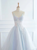 Niulatu Ball Gown Spaghetti Straps Tulle Long Prom Dresses Party Gown Evening Dress HZ1110