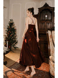 Niulatu Mermaid Spaghetti Straps Burgundy Long Prom Dresses Party Evening Dress HZ1110