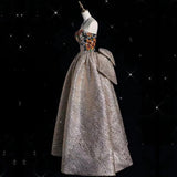 Niulatu Ball Gown Strapless Long Shiny Satin Prom Dresses Party Evening Dress HZ1110