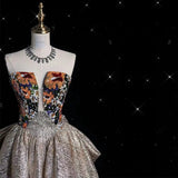 Niulatu Ball Gown Strapless Long Shiny Satin Prom Dresses Party Evening Dress HZ1110