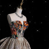 Niulatu Ball Gown Strapless Long Shiny Satin Prom Dresses Party Evening Dress HZ1110