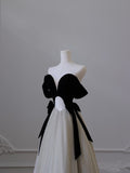 Niulatu Ball Gown Off The Shoulder Black Velvet Long Prom Dresses Party Evening Dress HZ1110