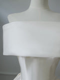 Niulatu A Line Off The Shoulder White Satin Bridal Dress Wedding dress With Ruffles HZ1110