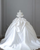 Niulatu Ball Gown Strapless Off The Shoulder Satin Long Wedding Dresses Brides Dress S3806