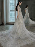 Niulatu Mermaid Off The Shoulder White Tulle Sequin Long Wedding Dresses HZ1110