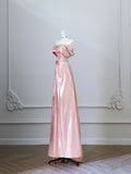 Niulatu A Line Off The Shoulder Sequin Pink Long Prom Dresses Evening Gowns SD3813