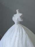 Niulatu Ball Gown Strapless Tulle White Long Off The Shoulder Wedding Dresses Brides Dress S3815