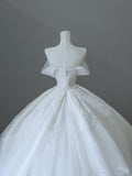Niulatu Ball Gown Strapless Tulle White Long Off The Shoulder Wedding Dresses Brides Dress S3815