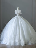 Niulatu Ball Gown Strapless Tulle White Long Off The Shoulder Wedding Dresses Brides Dress S3815