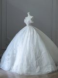 Niulatu Ball Gown Strapless Tulle White Long Off The Shoulder Wedding Dresses Brides Dress S3815